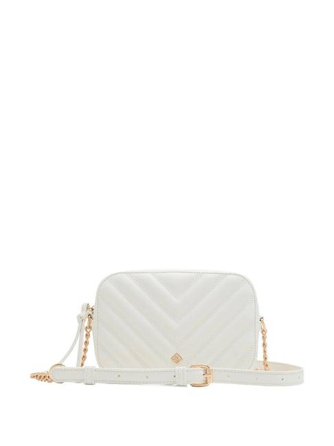 call it spring white textured small sling handbag