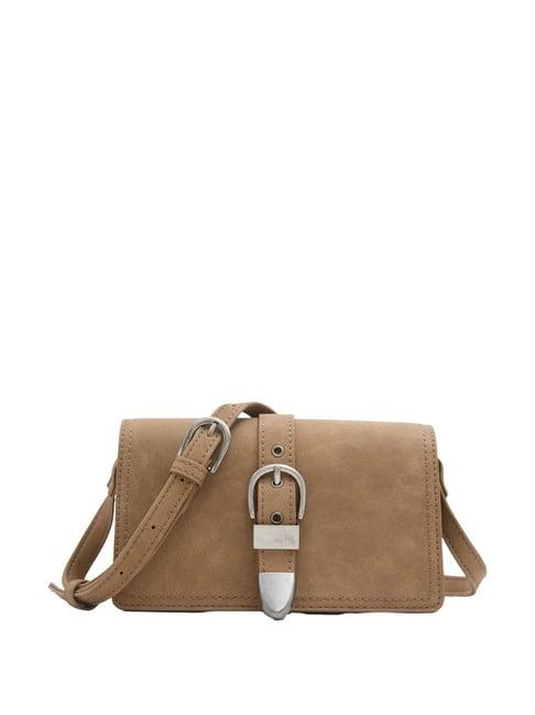 call it spring beige solid small sling handbag