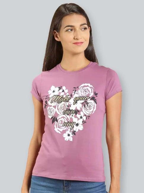 lyra lilac cotton printed t-shirt