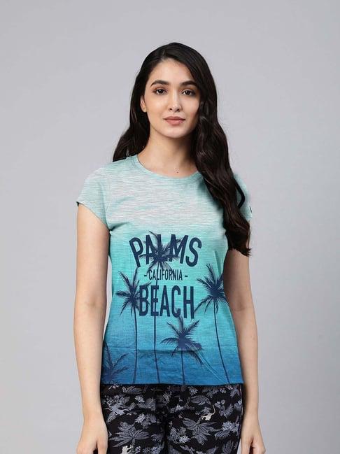 lyra blue cotton printed t-shirt