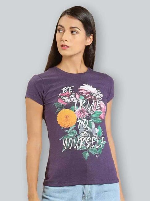 lyra purple cotton printed t-shirt