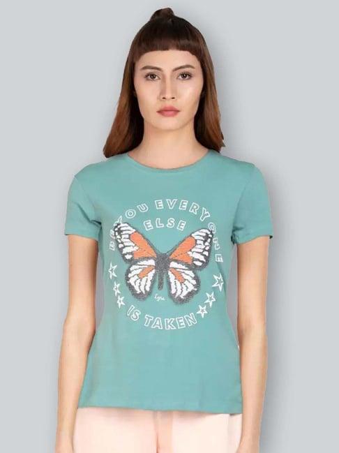 lyra blue cotton printed t-shirt