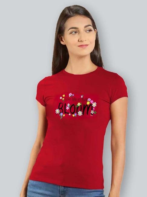 lyra red cotton printed t-shirt