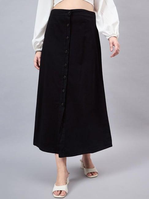 style quotient black cotton skirt