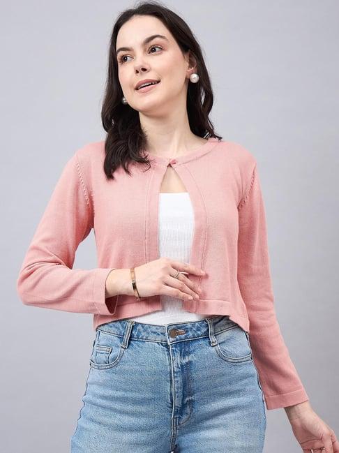 style quotient peach cotton shrug