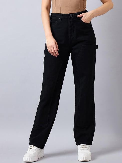 style quotient black cotton regular fit jeans