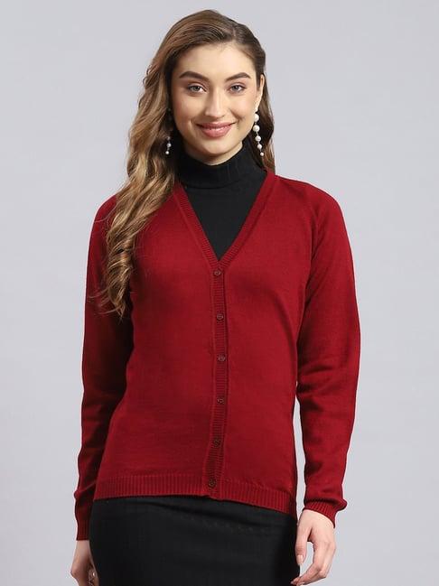 monte carlo maroon wool cardigan