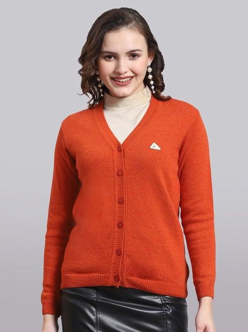 monte carlo orange wool cardigan