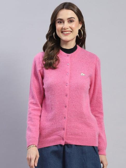 monte carlo pink wool textured cardigan