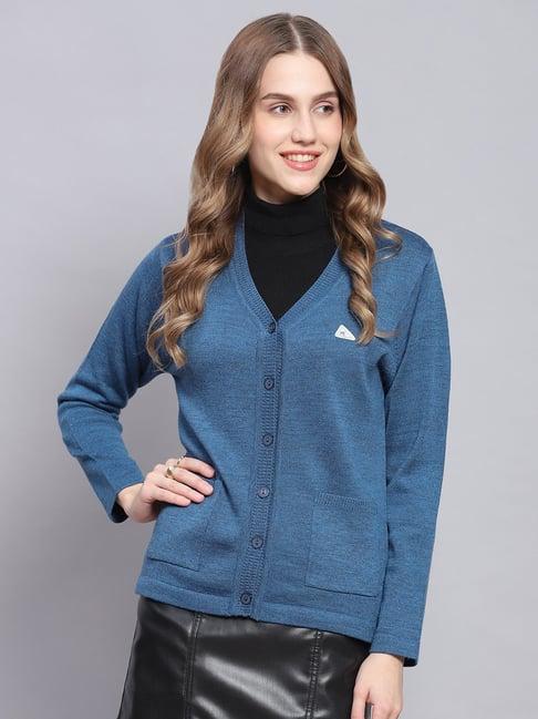 monte carlo blue wool cardigan