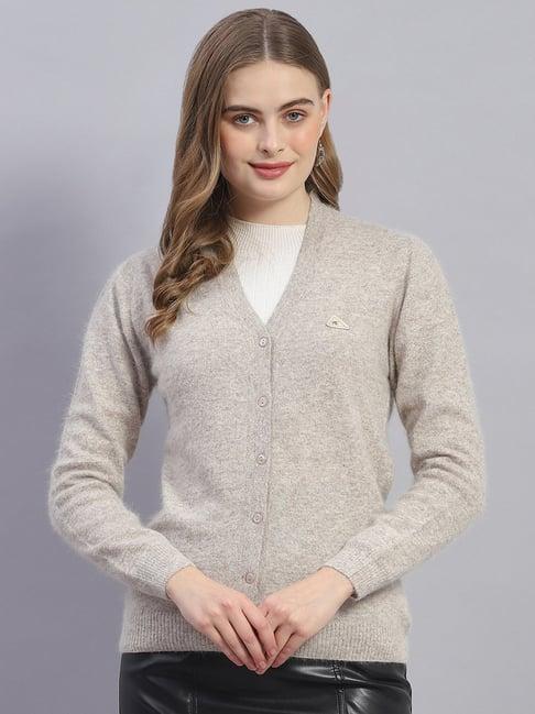 monte carlo brown wool textured cardigan