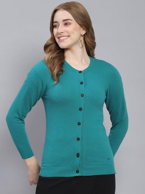 monte carlo teal wool cardigan