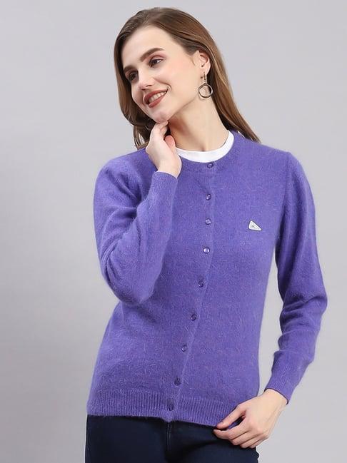 monte carlo purple wool textured cardigan