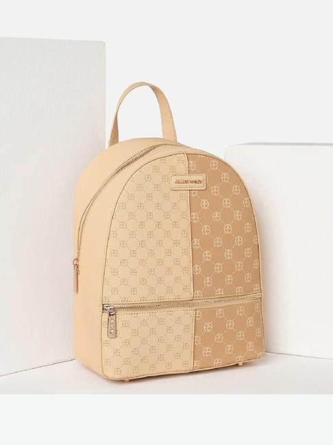 allen solly beige pu backpack