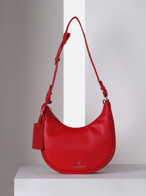 allen solly red solid hobo handbag