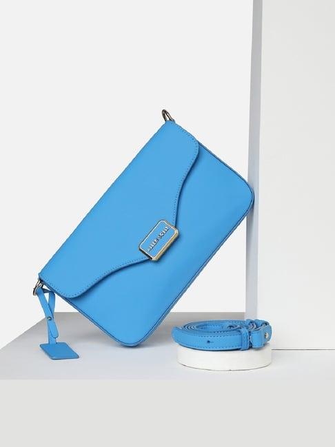 allen solly blue solid sling handbag