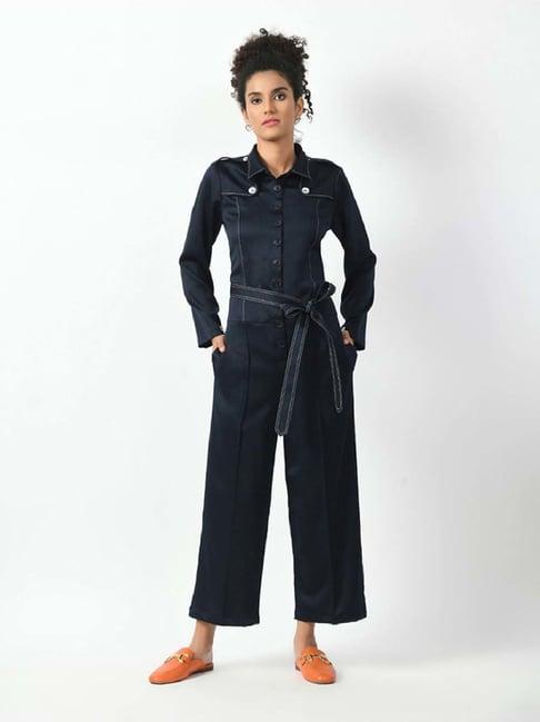 office & you navy plain jumpsuit