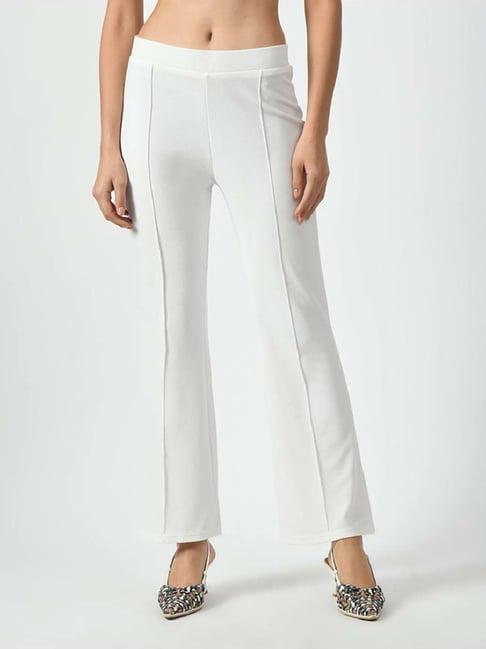 office & you white mid rise bootcut pants