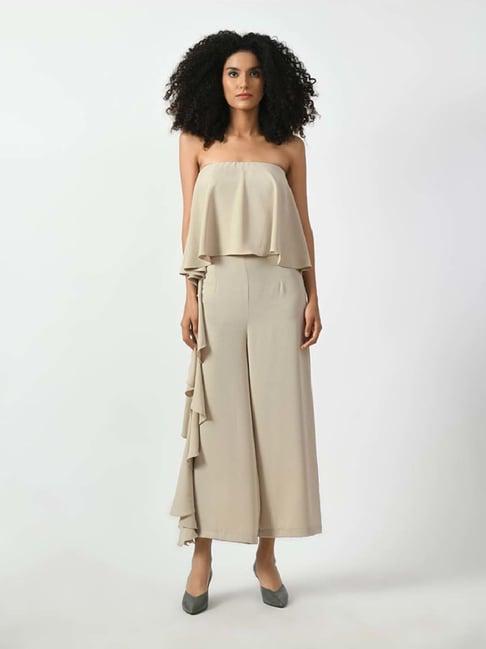 office & you beige plain jumpsuit