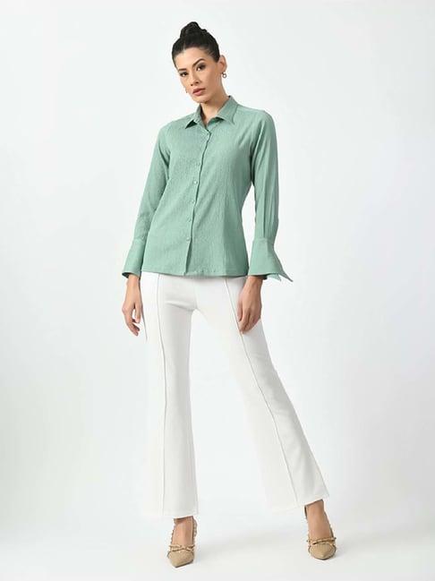 office & you green plain shirt