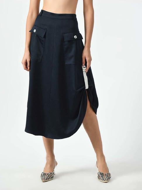 office & you navy a-line skirt