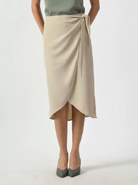 office & you beige wrap skirt