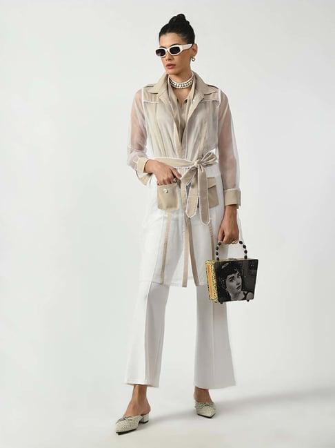 office & you white plain long jacket