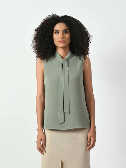 office & you dusty green plain top