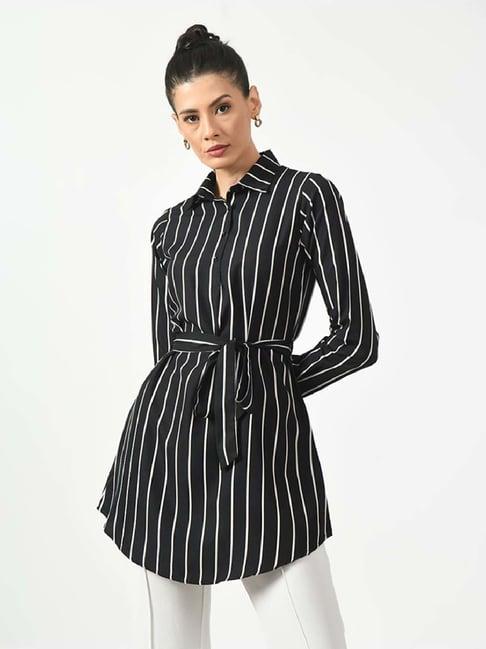 office & you black printed tunic with belt