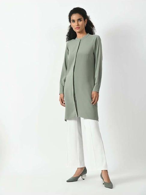 office & you dusty green plain tunic