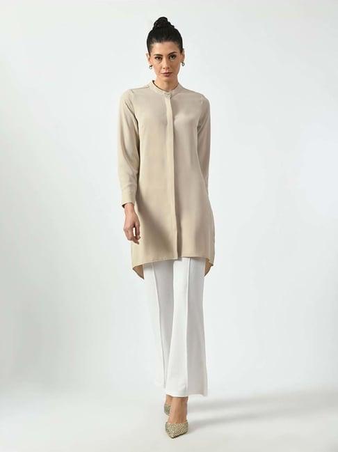 office & you beige plain tunic