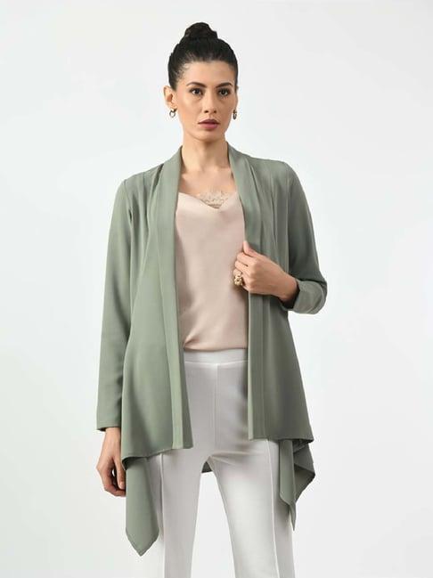 office & you dusty green plain shrug