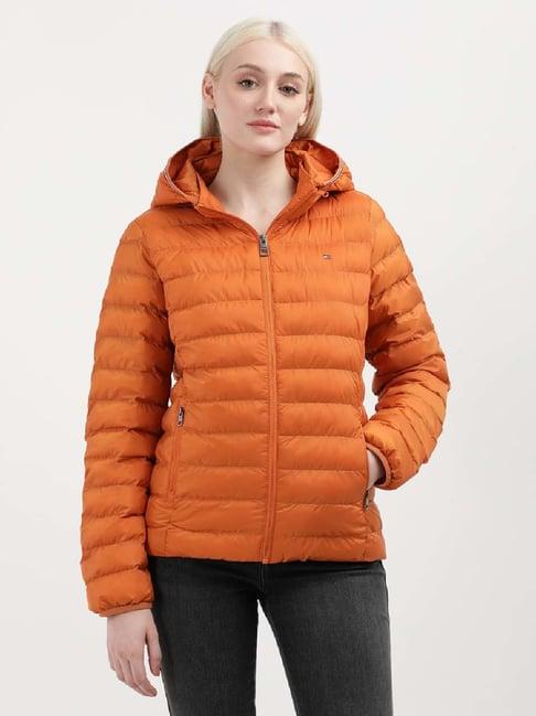 tommy hilfiger orange quilted jacket