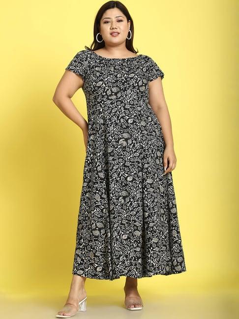 therebelinme black floral print maxi dress