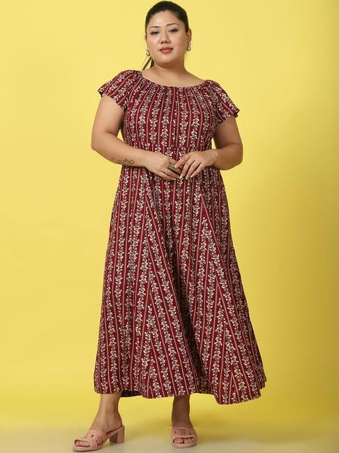 therebelinme maroon floral print maxi dress