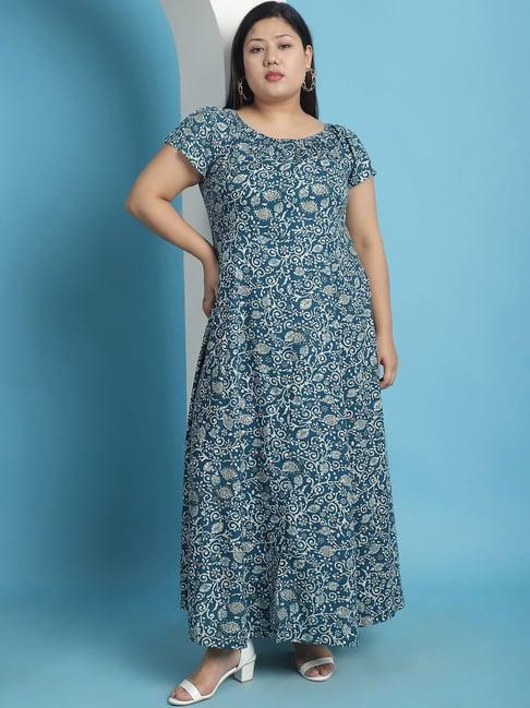 therebelinme teal floral print maxi dress