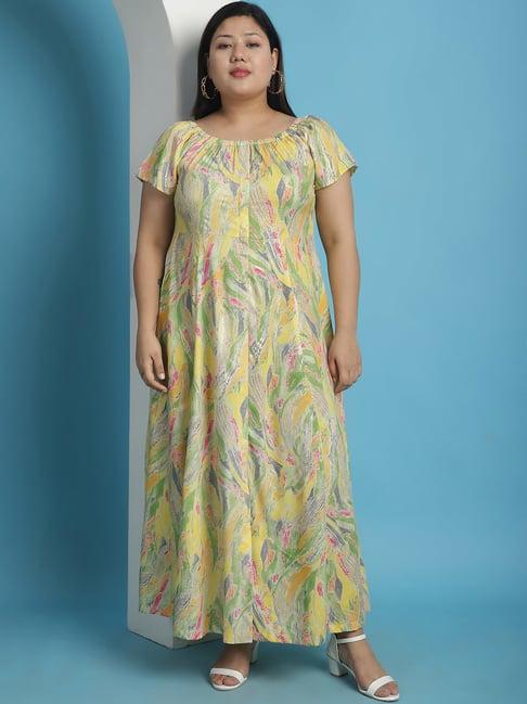 therebelinme yellow printed maxi dress