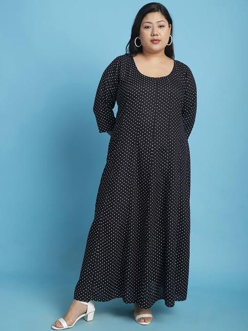 therebelinme black polka dot print maxi dress