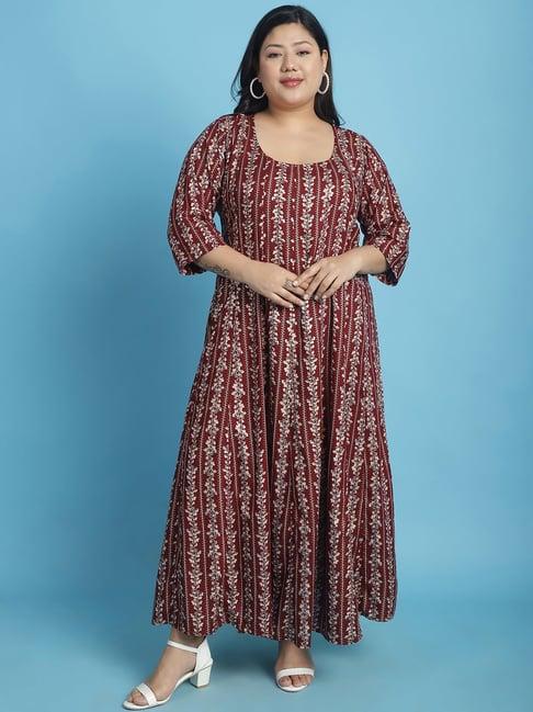 therebelinme maroon floral print maxi dress