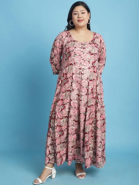 therebelinme maroon floral print maxi dress