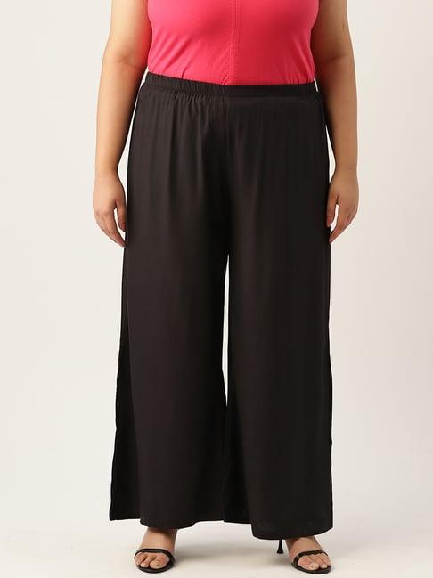 therebelinme black high rise regular fit palazzos