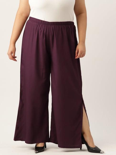 therebelinme plum high rise regular fit palazzos