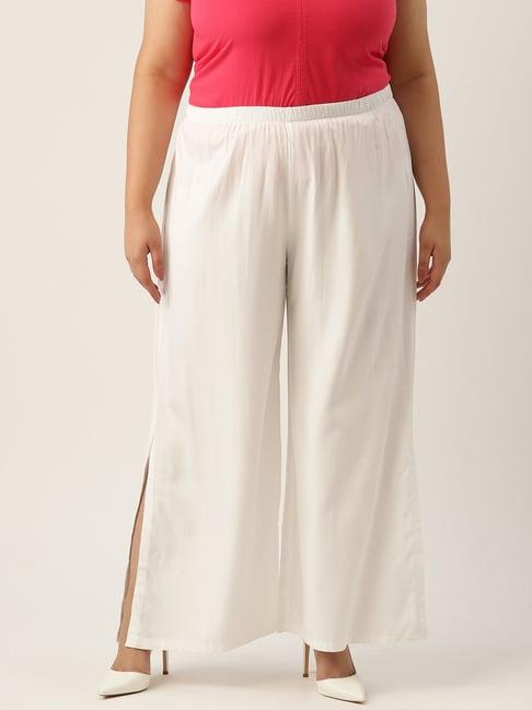 therebelinme white high rise regular fit palazzos