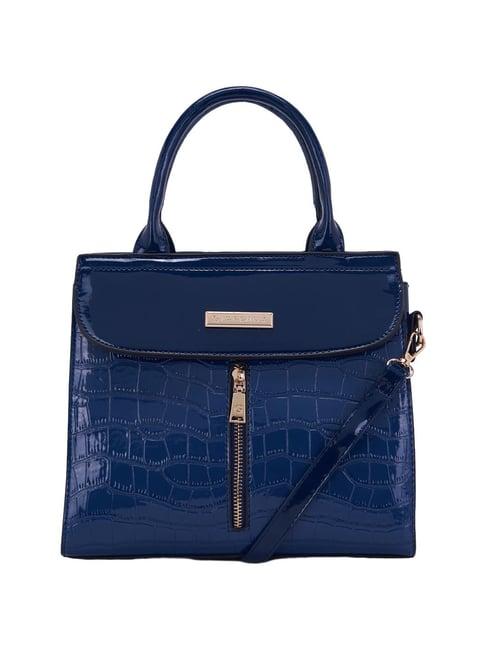 giordano navy blue textured medium handbag