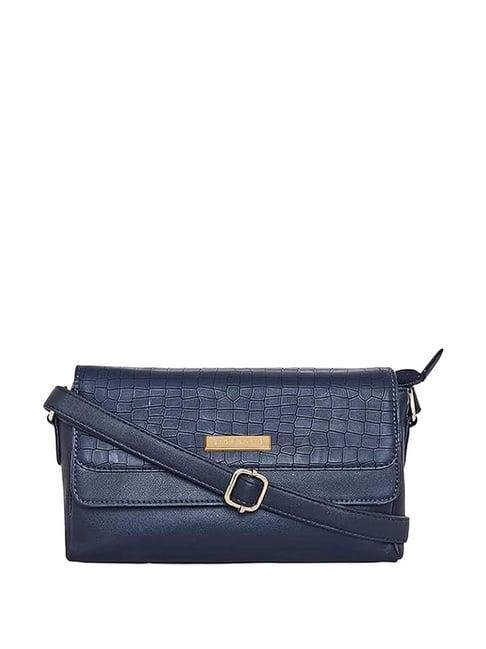 giordano navy blue textured medium sling handbag