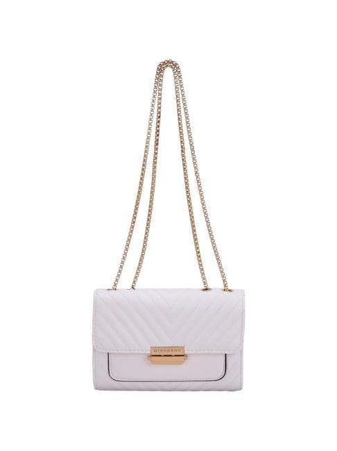 giordano white solid medium sling handbag