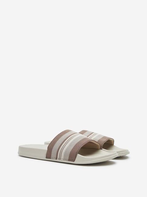 soleplay by westside beige striped slides