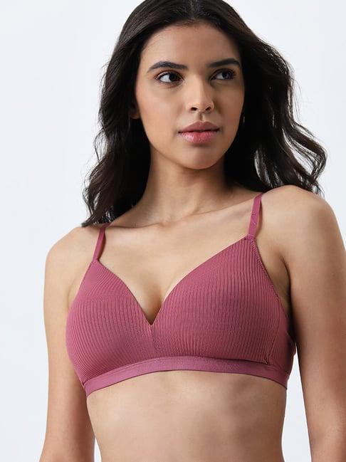 wunderlove by westside dusty rose self-striped padded bra