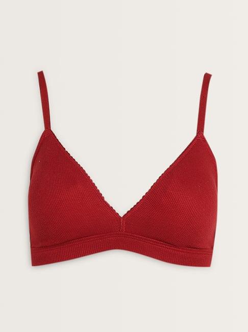 superstar by westside red waffle-textured padded cotton bra