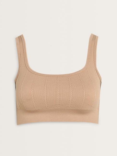 superstar by westside light taupe textured seam free bra